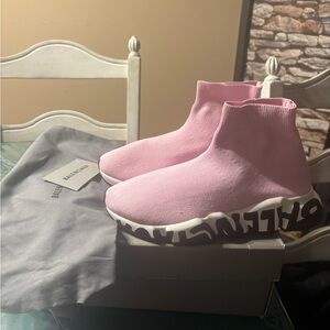 Balenciaga Light Pink Knit Sneakers
